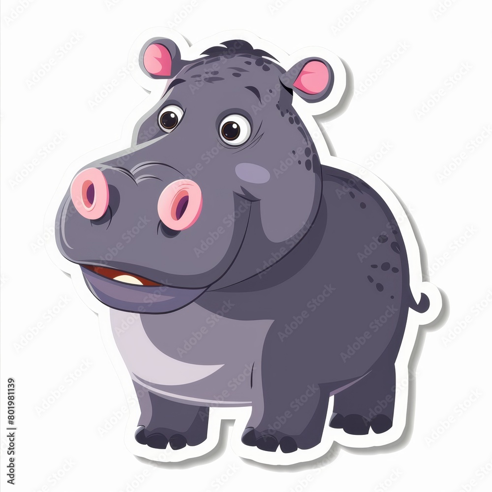 A hippopotamus sticker, depicting it with a turned head and open-mouthed grin A hippopotamus sticker, depicting it with a turned head and open-mouthed grin