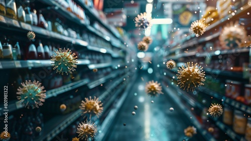 Airborne Virus Particles in a Grocery Store during Covid-19 Pandemic