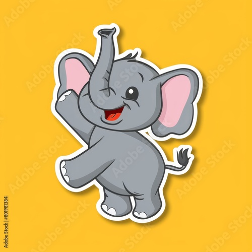   A sticker of an elephant with its trunk raised