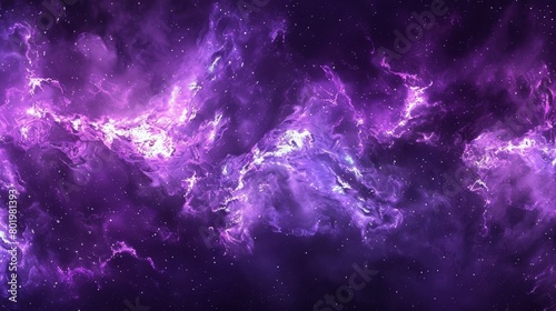   A purple-black expanse teeming with myriad stars, a star cluster anchoring its center photo