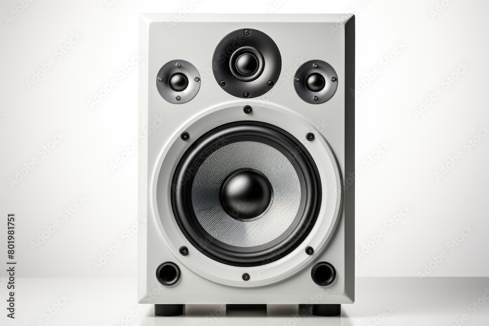White and black loudspeaker on white background White and black loudspeaker on white background