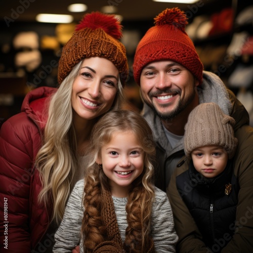 Happy family playing clothes whole winter season