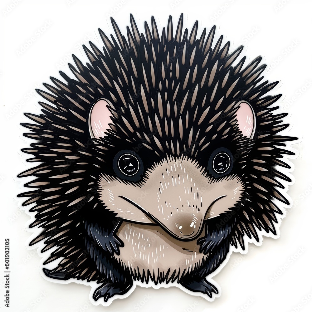 A sticker of a porcupine atop another porcupine's sticker A sticker of a porcupine atop another porcupine's sticker