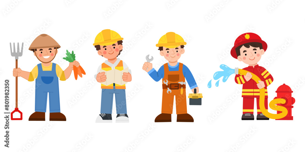 Worker set vector illustration
