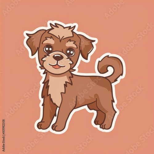   A sad-looking dog on a pink background in sticker form