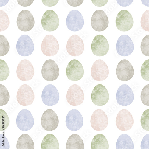 Seamless pattern with easter eggs, hand drawn illustration in watercolor style