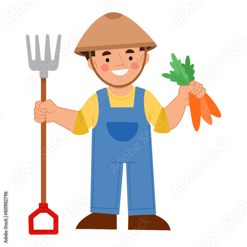 Farmer harvesting vector illustration