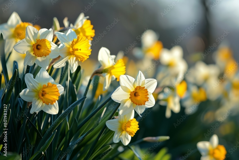 Beautiful spring flowers white daffodils close-up Beautiful spring flowers white daffodils close-up