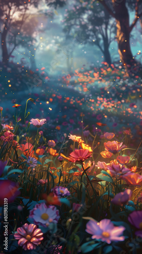 Enchanted Blossoms  Fields of Radiant Beauty. Generative AI