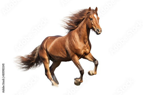 Majestic Brown Horse Galloping Gracefully. On a White or Clear Surface PNG Transparent Background. © Usama