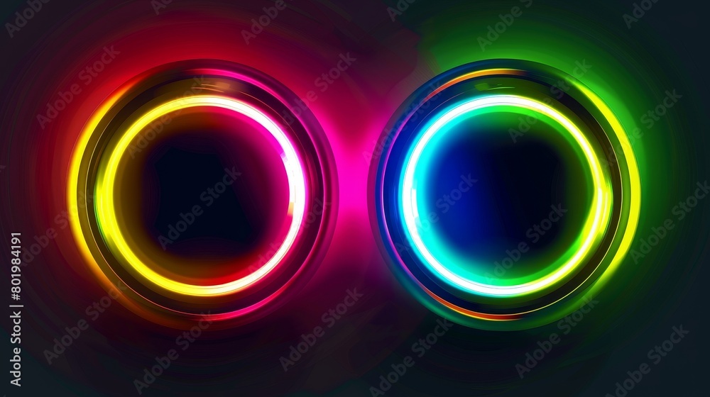 The modern city light set in yellow, red, green and pink. The front headlight glare effect in yellow, red, green and pink. Isolated neon vehicle rays. The modern city light set in yellow, red, green and pink. The front headlight glare effect in yellow, red, green and pink. Isolated neon vehicle rays.