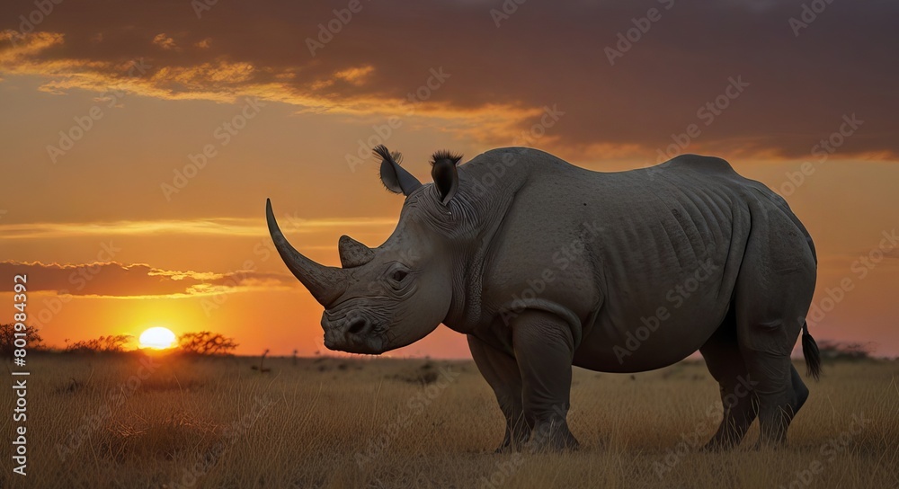 Fototapeta premium rhino in the savannah