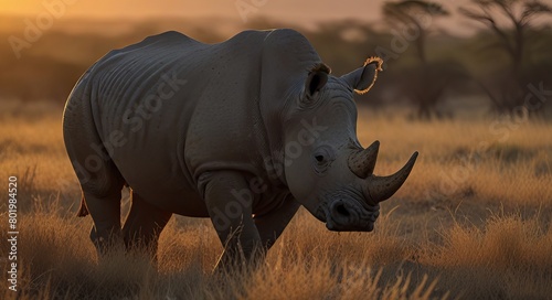 rhino in the savannah