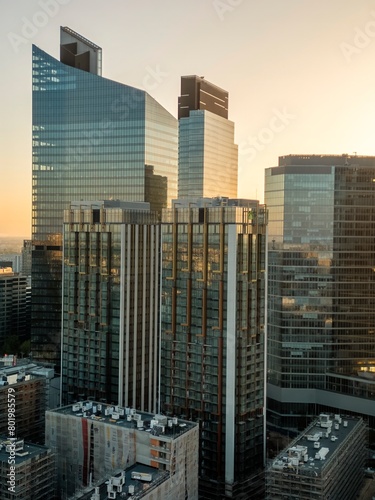 Rays of Prosperity: Sunrise in Warsaw's Financial District.