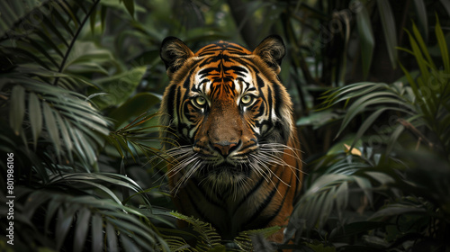 Stealth and Majesty  A Bengal Tiger Prowling the Tropical Jungle