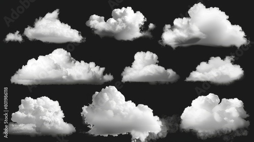 Isolated white cloud sky with cloudy air effect. 3D beautiful nature atmosphere vapor smoky steam.