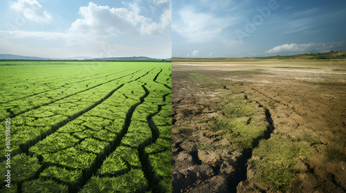 Dry  Green  Contrast  Fields  Sky  Blue Desert