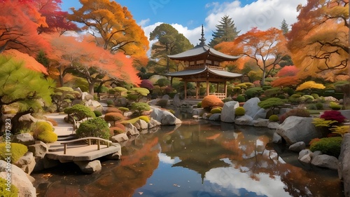 Japanese garden during the fall photo