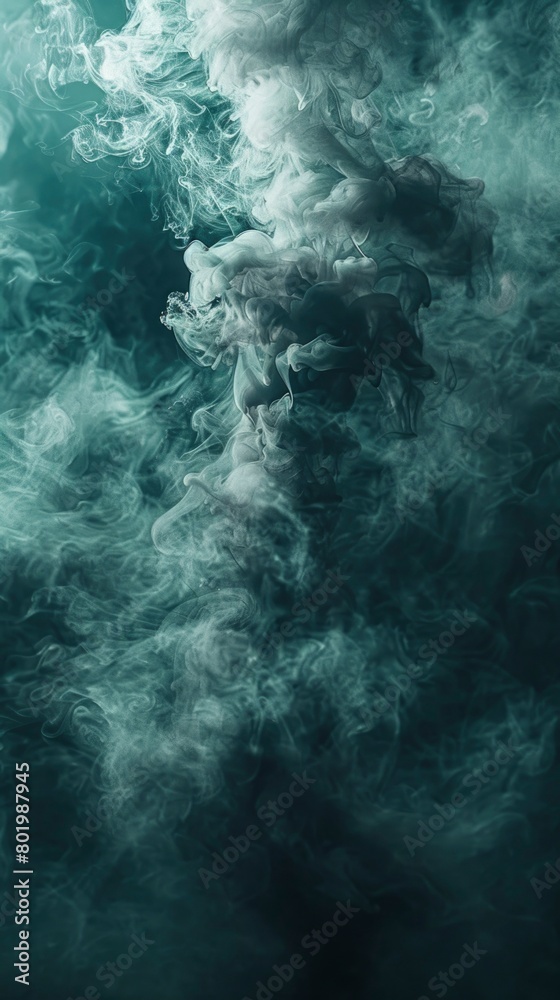  Ethereal smoke waves in a dark, mysterious atmosphere.