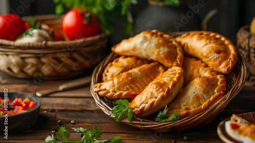 Colombian empanadas with spicy sauce