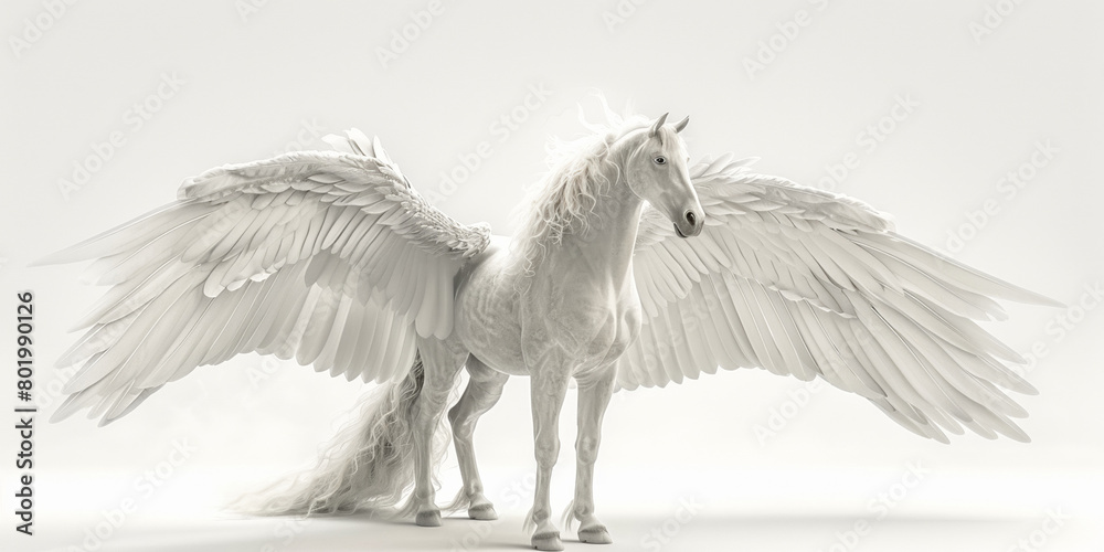 Φωτογραφία A majestic white Pegasus, symbol of myth and freedom, stands in divine beauty