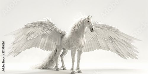 A majestic white Pegasus  symbol of myth and freedom  stands in divine beauty.