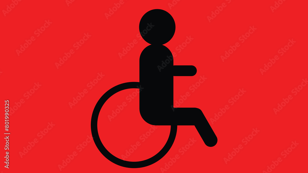 Disability icon. Containing wheelchair on red background. Disability icon. Containing wheelchair on red background.