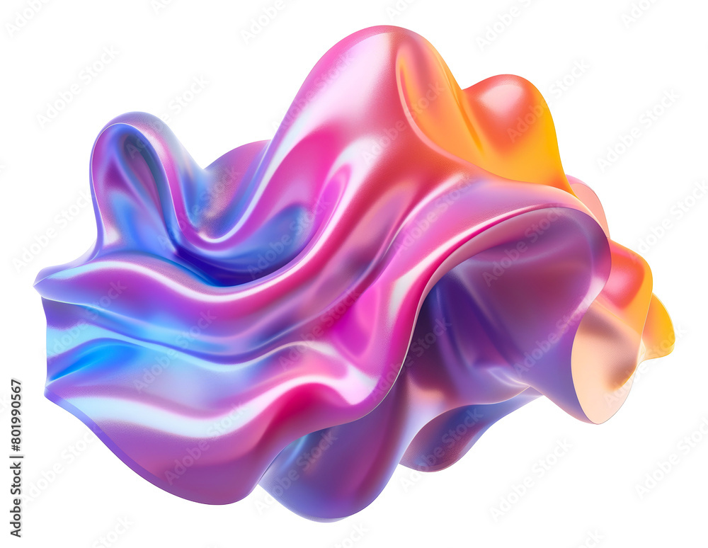 Obraz premium Wavy abstract form with gradient color flow, cut out - stock png.