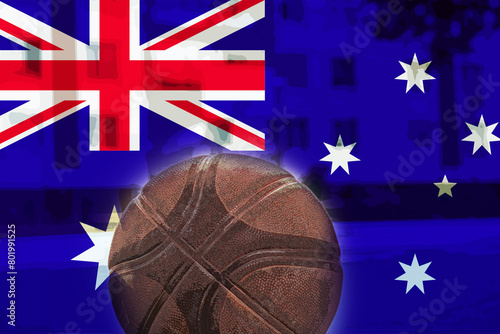 Basketball ball with Australia flag, tournament or competition, basket ball and national flag