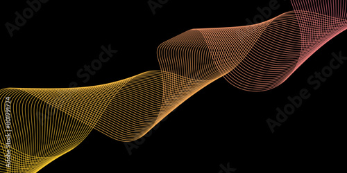 Abstract blend wave lines and technology background. Background lines wave abstract stripe design. Black background, mesh abstract, vector gradient line soft blend. 
