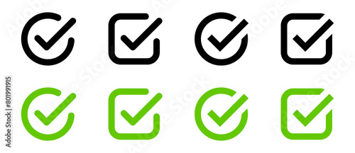 check box icon with correct, accept checkmark icons green tick box, check list circle frame - checkbox symbol sign. check mark box square frame 