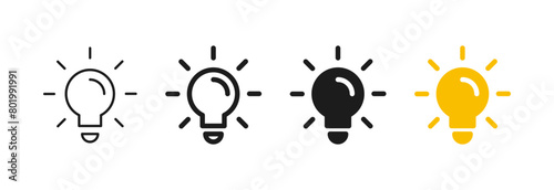 Light bulb icon set. lamp icon symbol collection , creative good idea logo. innovative idea icon sign in flat style. vector illustration	
