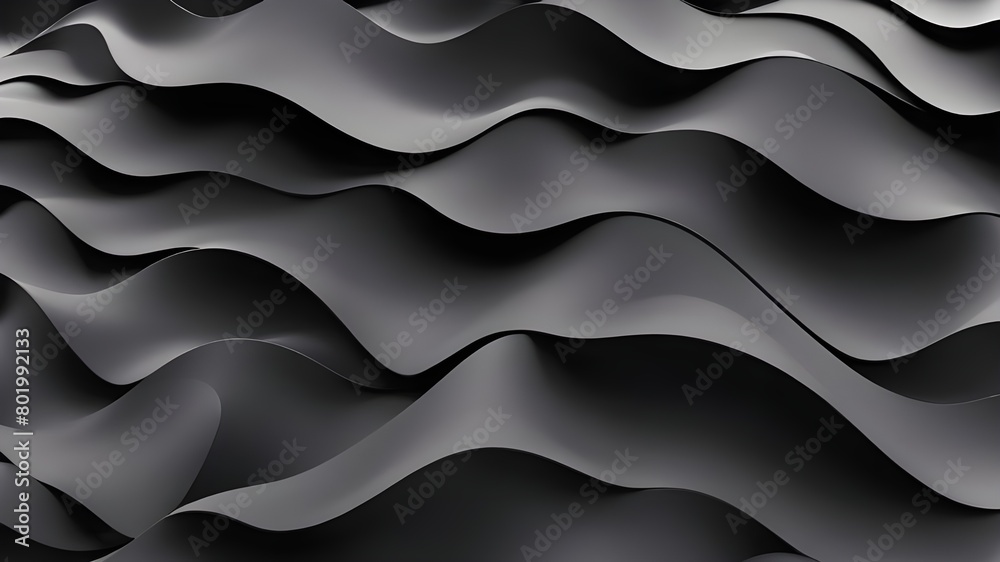 3D Black Wavy Shapes Background 3D Black Wavy Shapes Background