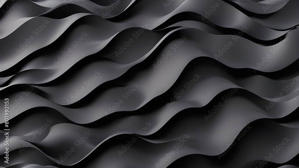 3D Black Wavy Shapes Background 3D Black Wavy Shapes Background