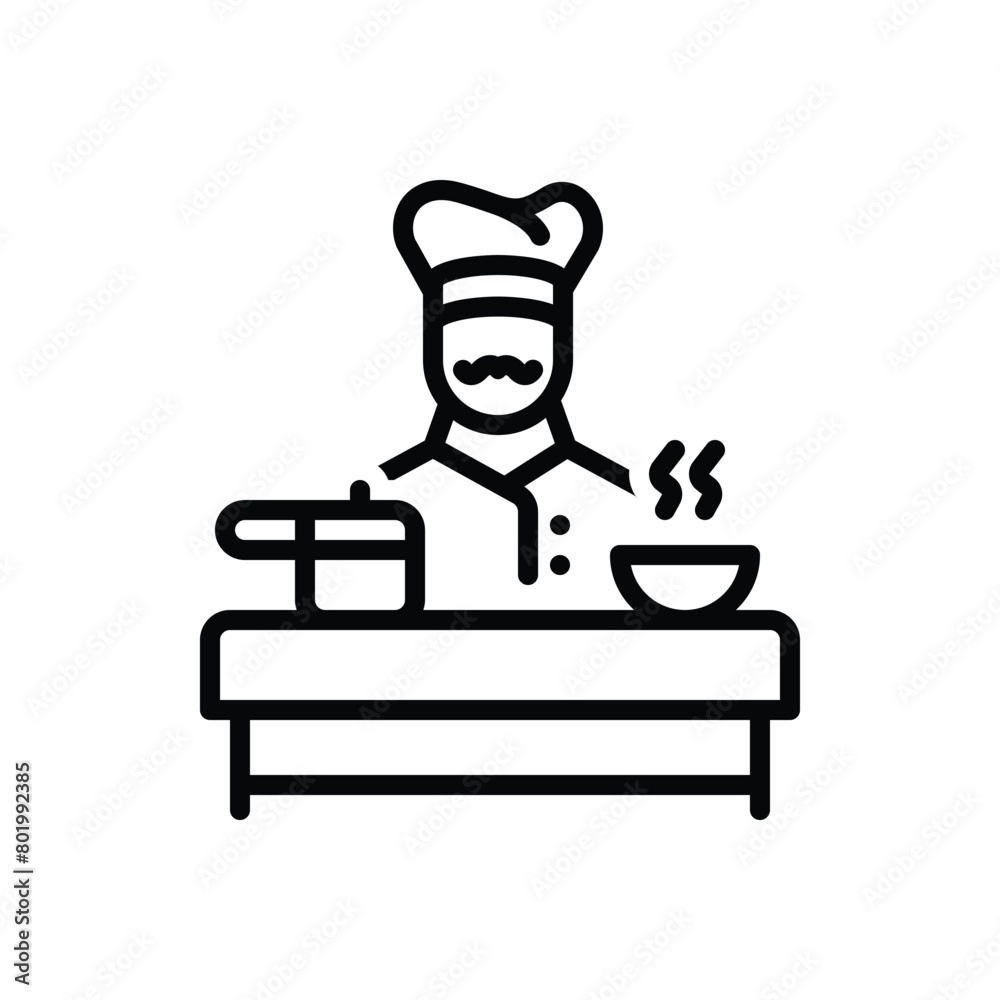 Black line icon for cook Black line icon for cook