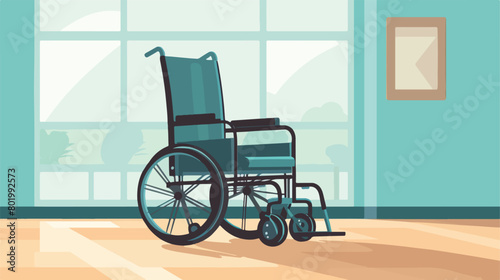 Empty modern wheelchair indoors Vector illustration.