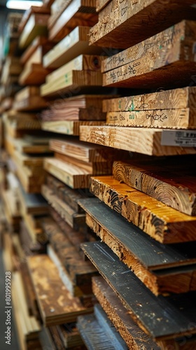 High-resolution image of stacks of plywood sheets at a hardware store.