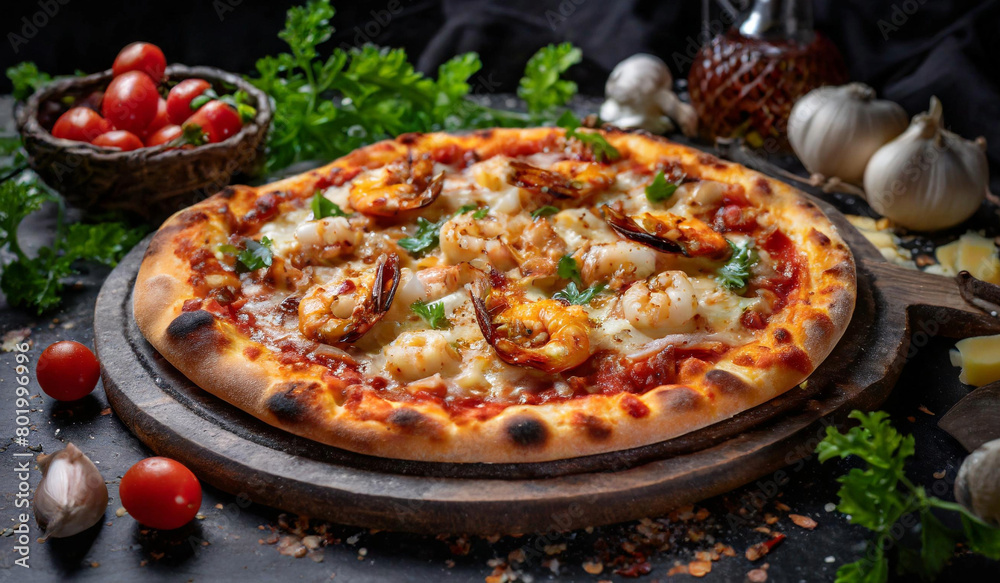 Juicy Homemade Seafood Pizza