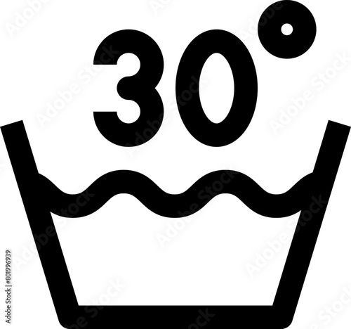 30 degrees washing laundry icon. 