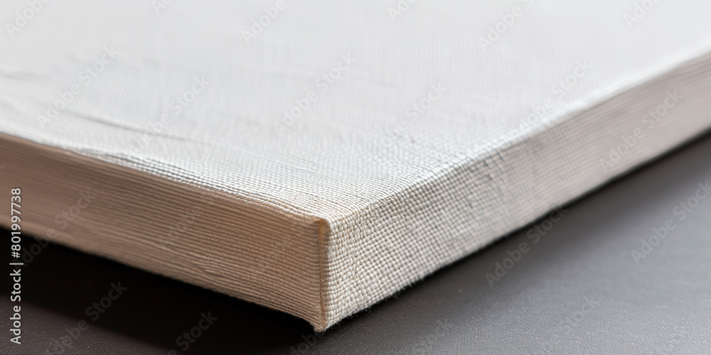 Textured white canvas on a rough painter's table Textured white canvas on a rough painter's table