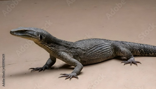 A Monitor Lizard With Its Claws Extended Ready To  2
