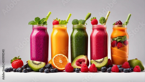 Different juices with fruits