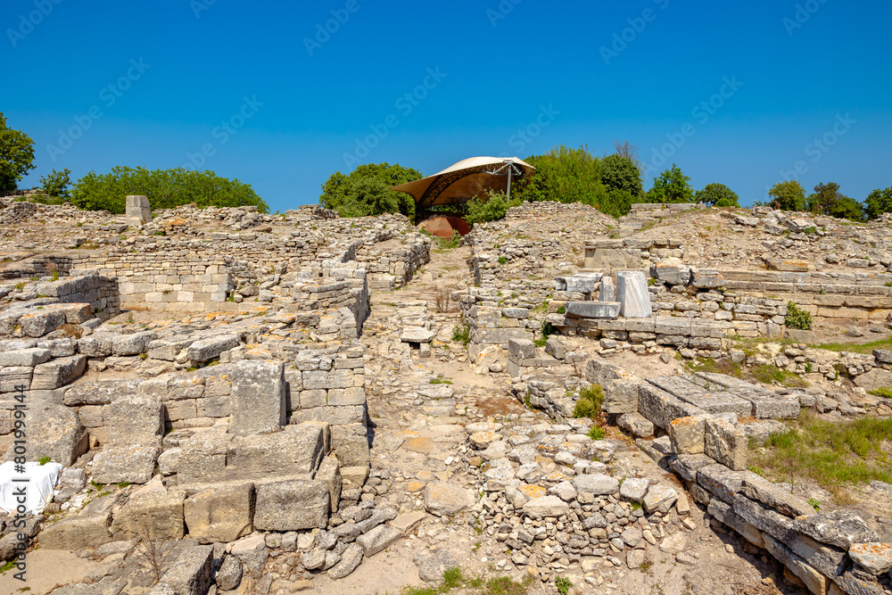 Ruins of Troy in Canakkale Turkey. Visit Turkey concept photo