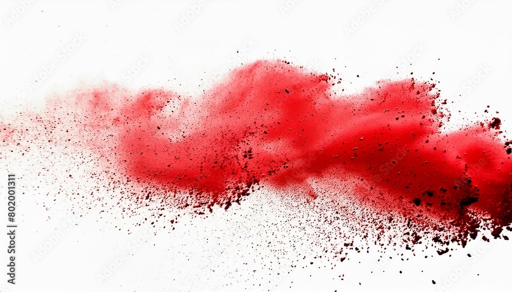 red chalk and dust flying, effect explode isolated on white background