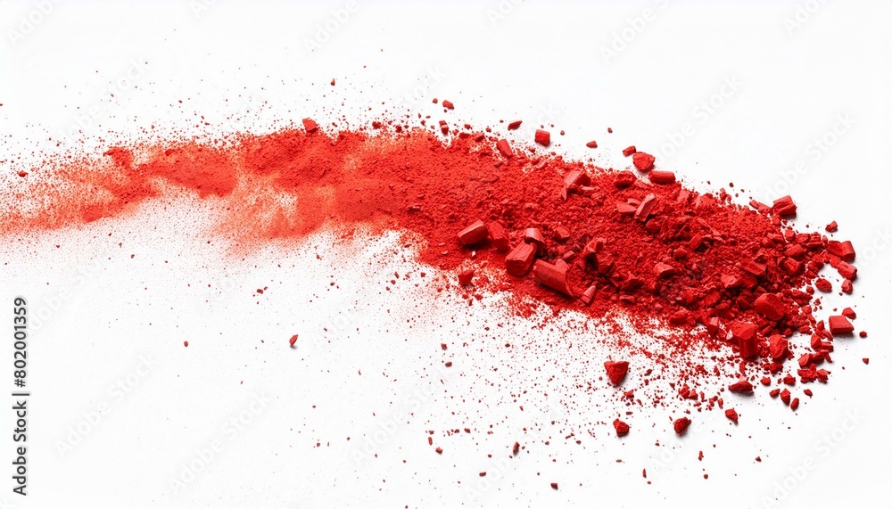red chalk and dust flying, effect explode isolated on white background