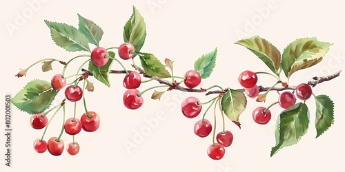 background picture with berries, a simple image of berry bushes, raspberries, strawberries and cherries