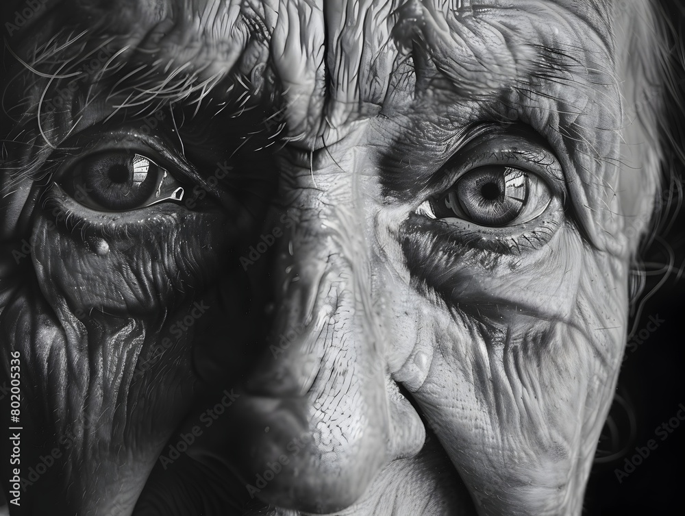 Obraz premium Weathered Faces Reveal the Depth of Alzheimer's Emotional Toll