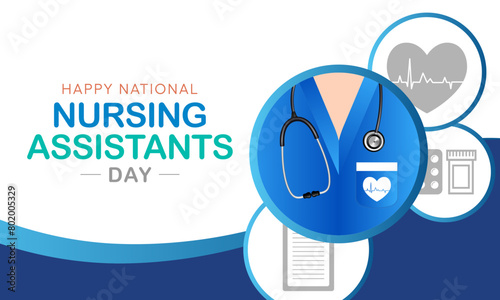 Nursing Assistants day is observed every year in June, The main role of a CNA is to provide basic care to patients and help them with daily activities. vector illustration.
