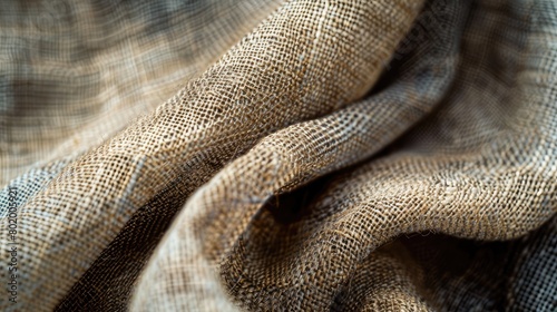Natural fabric texture, frame and background of burlap, Rough crumpled burlap background ,selective focus, Close-up view of sackcloth texture for background,Background with beige jute fiber texture