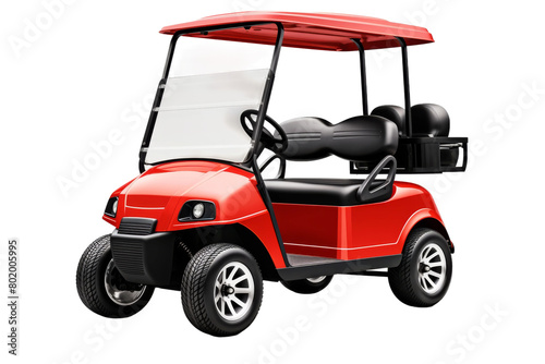 Scarlet Speedster: A Red Golf Cart Zooming on a White Canvas. On a White or Clear Surface PNG Transparent Background.